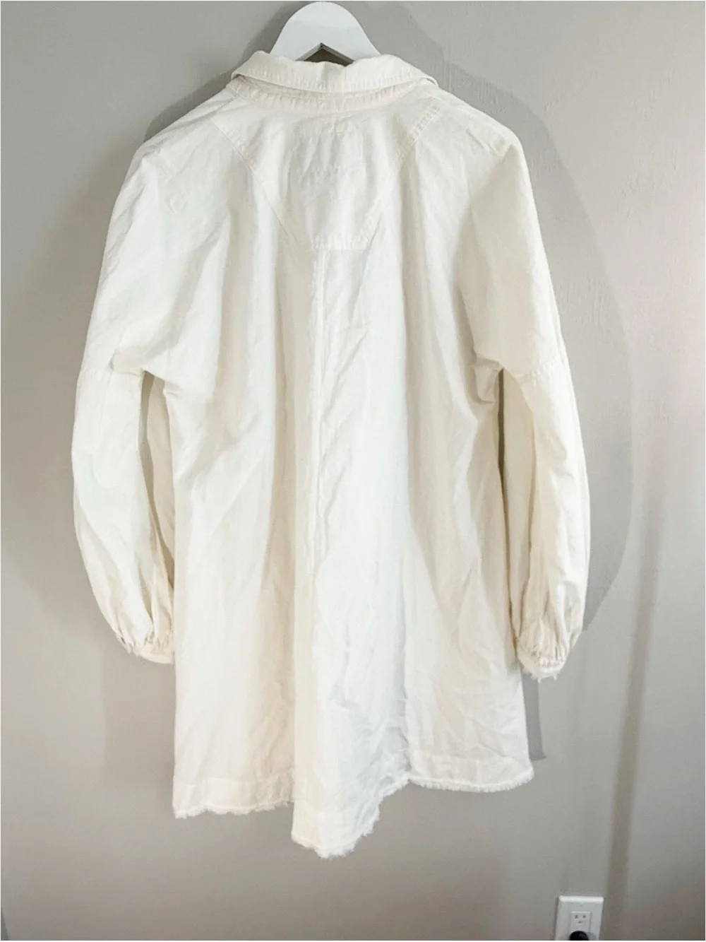 FREE PEOPLE  Women’s Ivory Natural Long Sleeve WHISTLER Shirt Dress Cotton Sz S.
